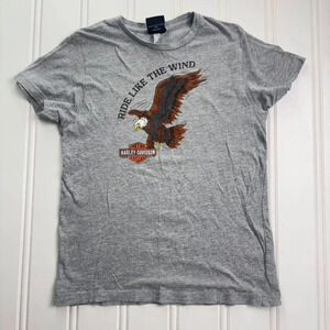 Harley-Davidson Ride Like The Wind Grey T-Shirt  Eagle Graphic Women's Small